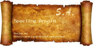 Sperling Arnold névjegykártya